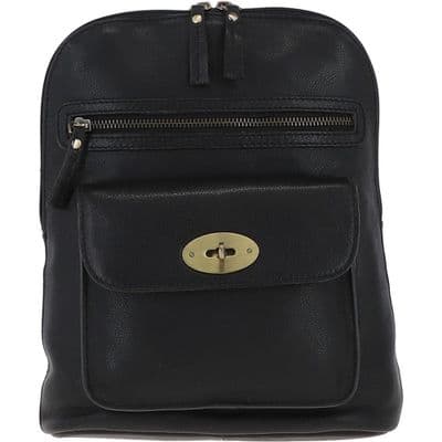 Ashwood Unisex Leather Mini Backpack in Black