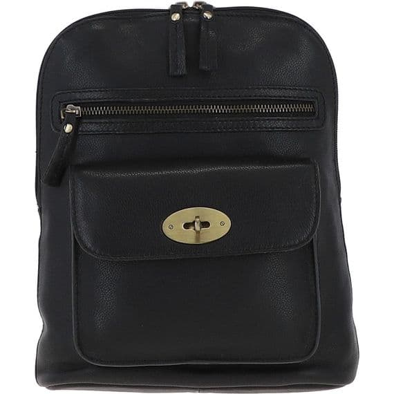 Ashwood Unisex Leather Mini Backpack in Black