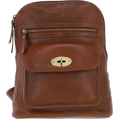 Ashwood Unisex Leather Mini Backpack in Cognac
