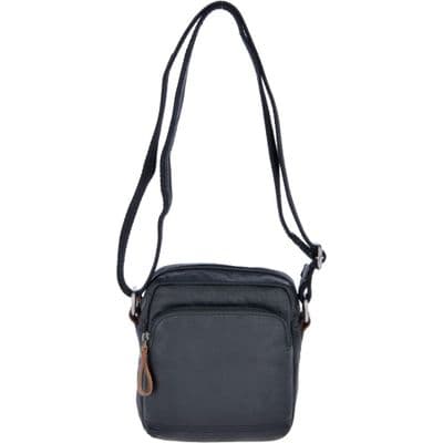 Ashwood Unisex Leather Vintage Shoulder Bag in Black