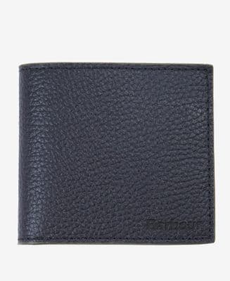 Barbour Grain Leather Billfold Wallet in Black