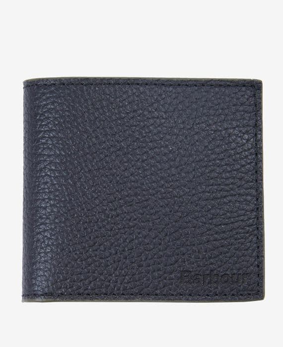 Barbour Grain Leather Billfold Wallet in Black