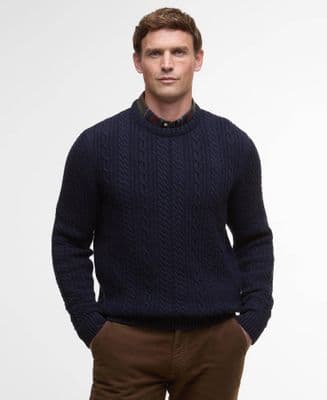 Barbour Lowfen Cable Knit Sweater In Navy