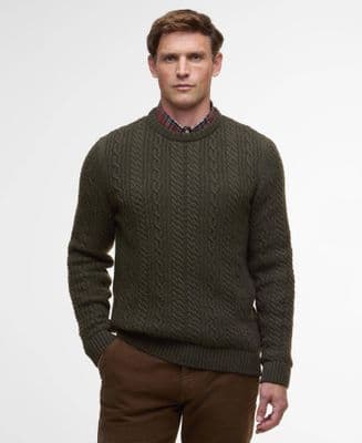 Barbour Lowfen Cable Knit Sweater In Olive