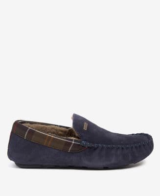 Barbour Monty Slippers in Navy Suede