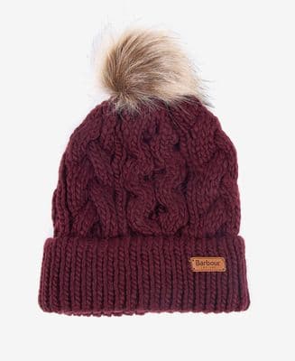 Barbour Penshaw Cable Beanie in Bordeaux