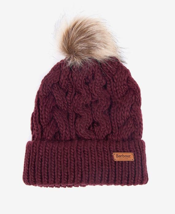 Barbour Penshaw Cable Beanie in Bordeaux