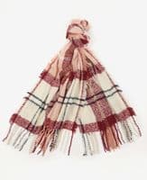 Barbour Tartan Boucle Scarf in Pink/Hessian