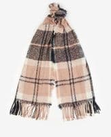 Barbour Tartan Boucle Scarf in Pink Midnight