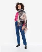 Barbour Tartan Boucle Scarf in Pink Midnight