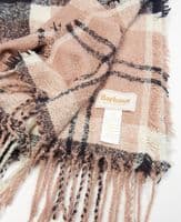 Barbour Tartan Boucle Scarf in Pink Midnight
