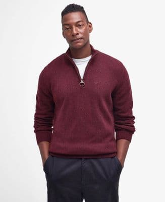 Barbour Tisbury Half Zip In Ruby