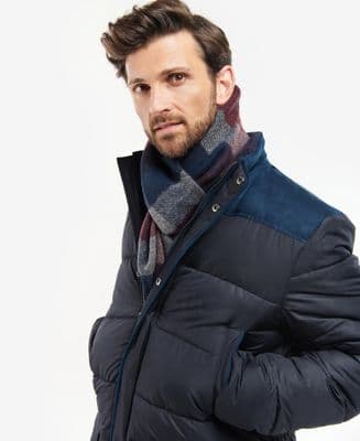 Barbour Unisex Largs Scarf in Navy/Cordovan