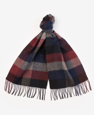 Barbour Unisex Largs Scarf in Navy/Cordovan
