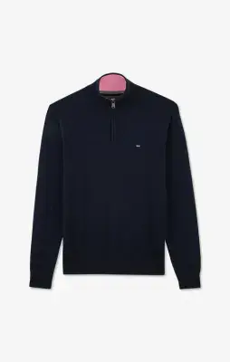 Eden Park Cotton Half Zip In Navy