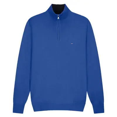 Eden Park Cotton Half Zip In Royal Blue