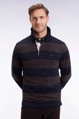 Eden Park Stripe Rugby Shirt In Brown