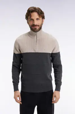 Eden Park Two Tone Stripe Half Zip