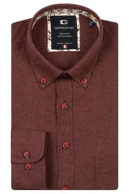 Giordano Brushed Cotton Shirt In Burgandy