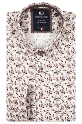 Giordano Brushed Printed Shirt In Purple And Brown