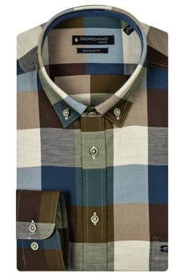 Giordano Check Shirt In Green And Brown