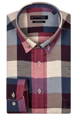 Giordano Check Shirt In Pink