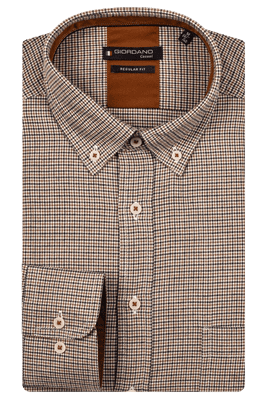 Giordano Houndstooth Check Shirt In Brown