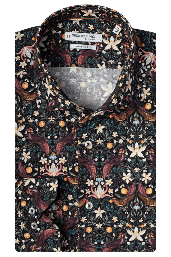Giordano Maggiore LS Cutaway Shirt / Black Pattern