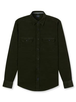 Olymp Casual Cord Shirt In Olive