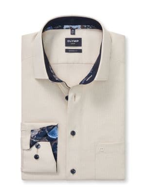 Olymp Luxor Trimmed Shirt In Beige