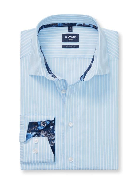 Olymp Striped Shirt In Light Blue