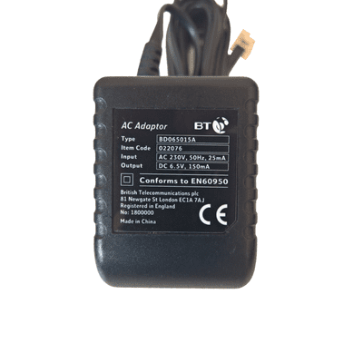 BT Corded Phone Power Supply Item Code 022076