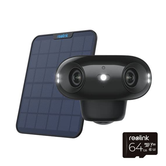 Reolink Argus 4 Pro 4K 180° WiFi Security Camera  AI Detection, Solar Panel + 64GB SD Card