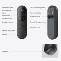 Reolink Wireless Battery Video Doorbell  Black, Chime Compatible + 64GB SD Card