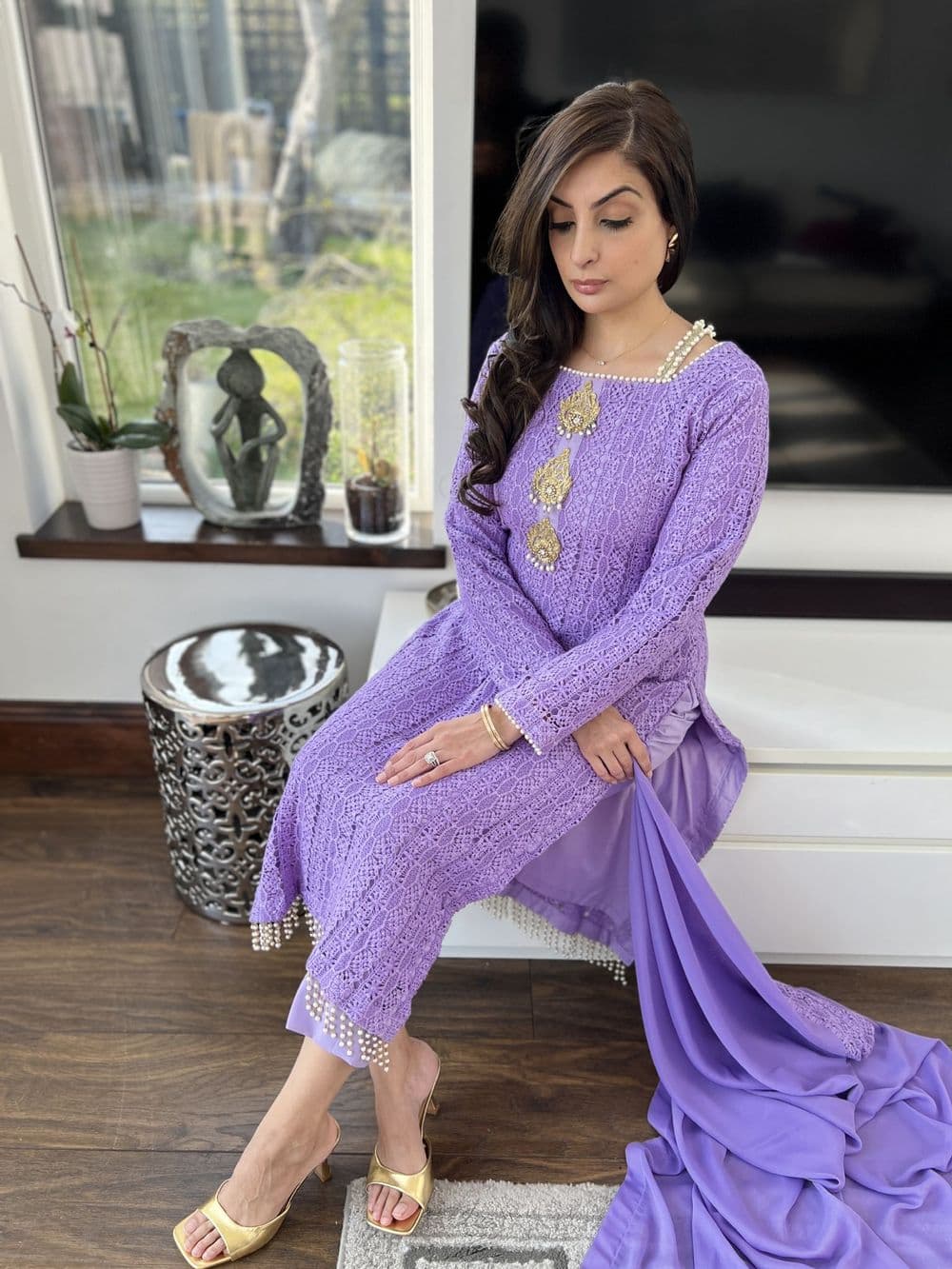 Amelia crochet lace suit : lilac
