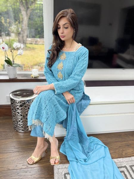 Amelia crochet pearl suit