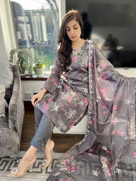 Amelia grey lava silk outfit