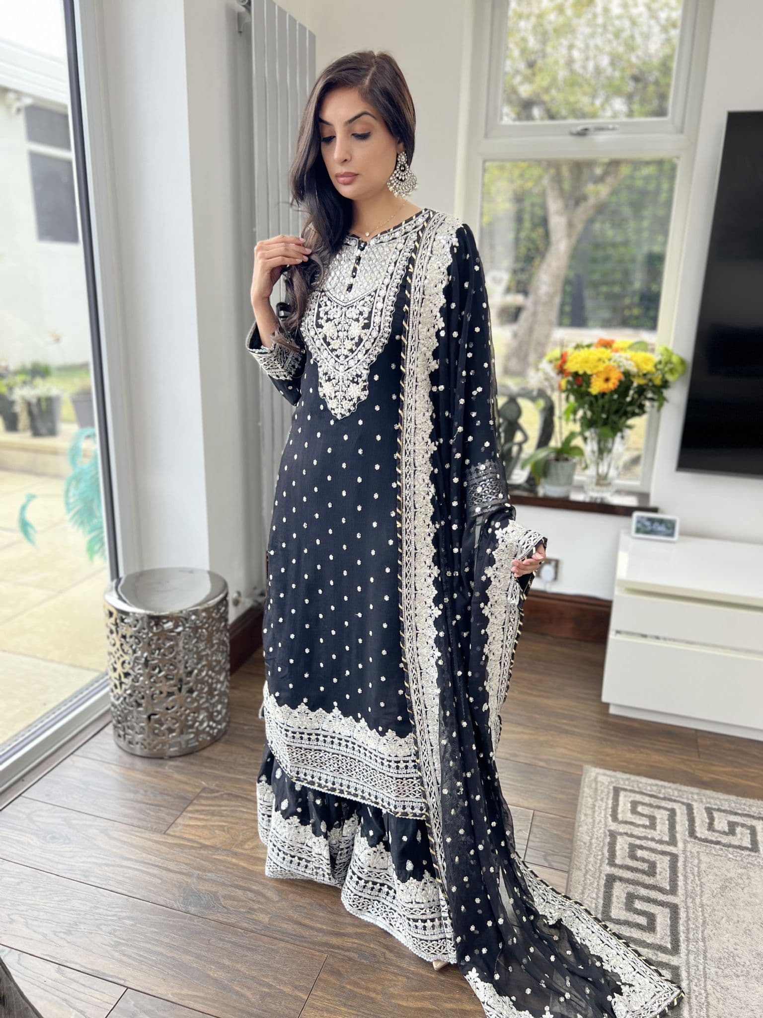 Asim Jofa Sharara outfit black
