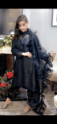 Auora Designer Black Suit with Ruffle Duppatta