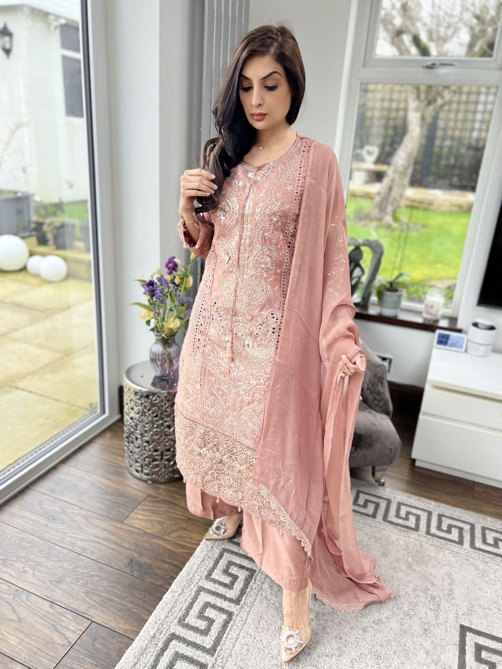 Ava peach viscous suit