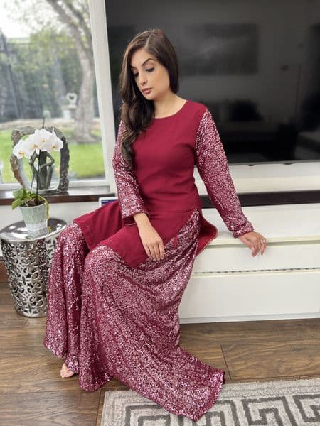 Ava sequin wine 2 piece