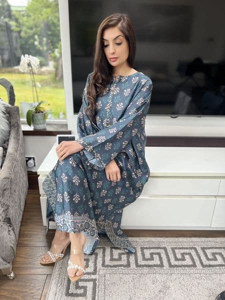 Ava Shamooz silk smock co ord teal