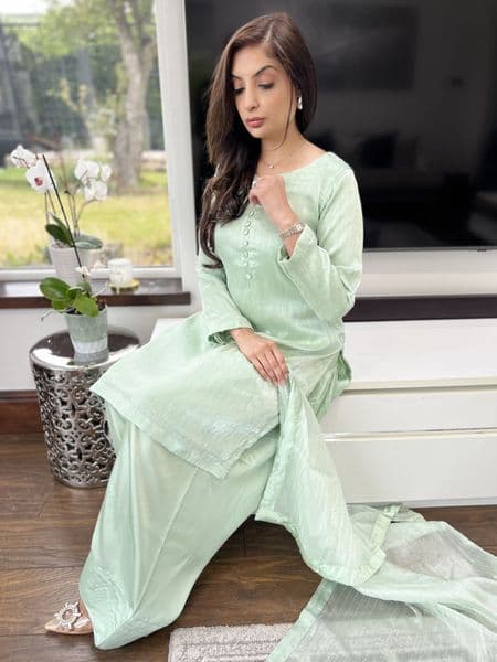 Ava shimmer Farshi Salwaar suit mint