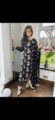 Ayeza Pearl chiffon suit - black