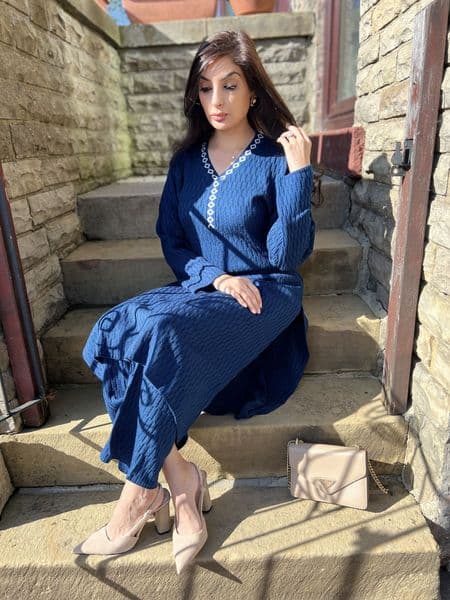 Aztec long length co ord set : blue