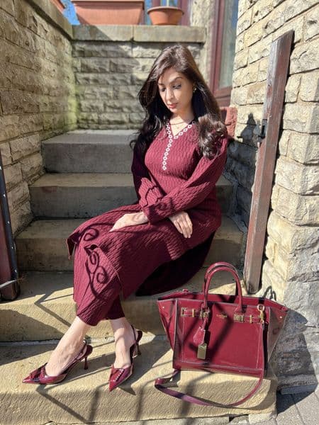 Aztec long length co ord set : cherry