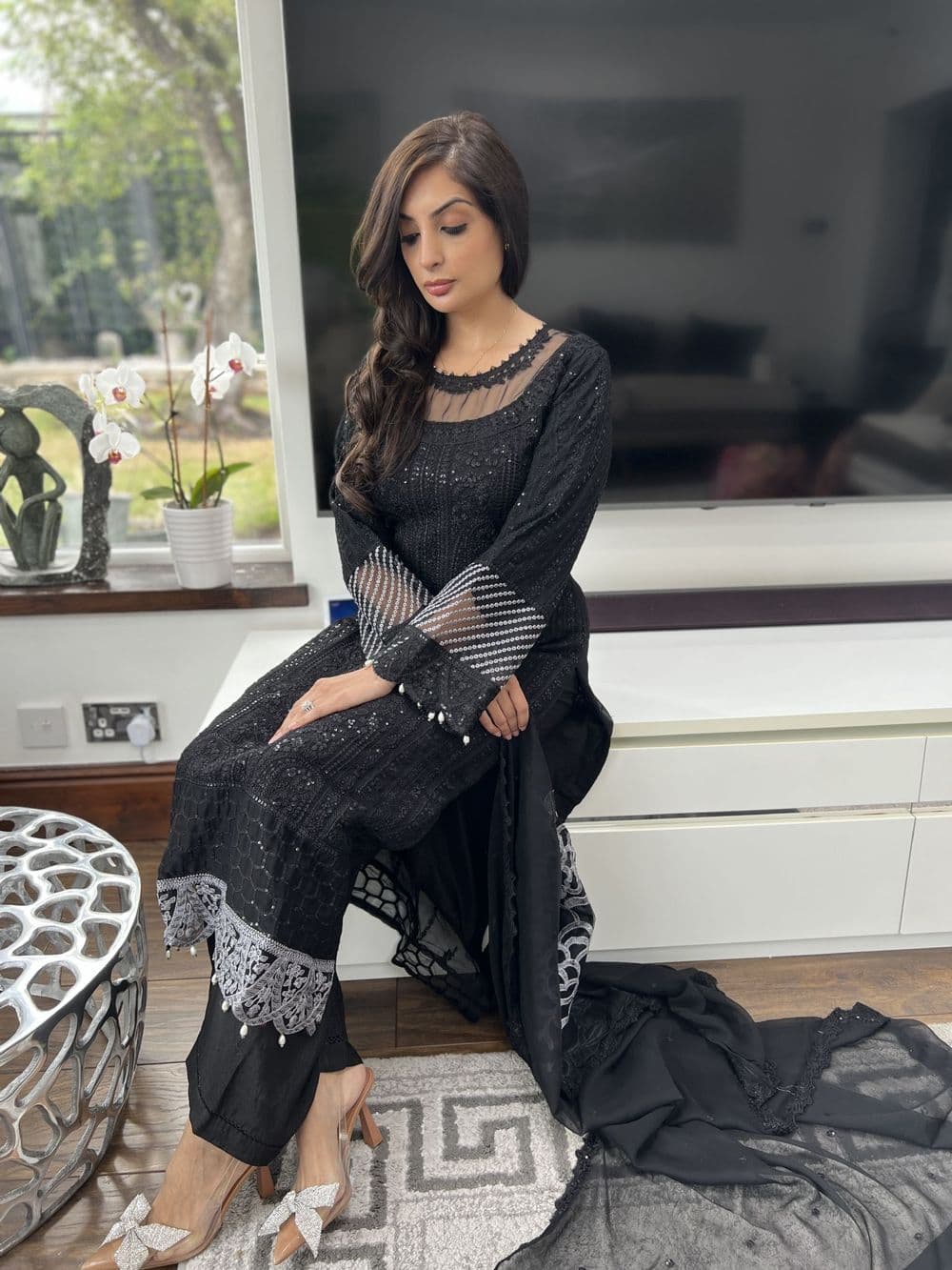 Azure black chiffon