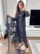Baroque  Inspired Net Sequin Suit - Black AM98