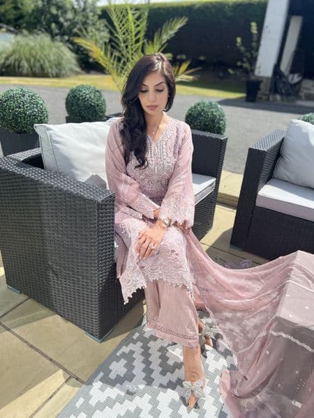 Baroque lilac chiffon suit
