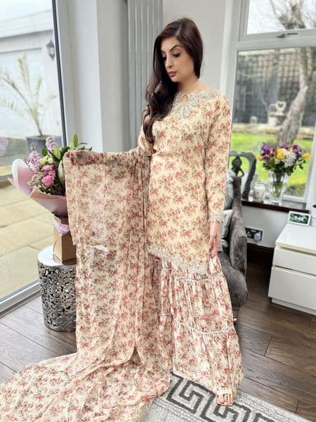 Baroque Sharara suit : Cream